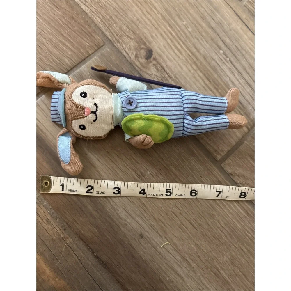 Boy Stuffed Sitting Bunny Easter Decoration Blue Paint Brush